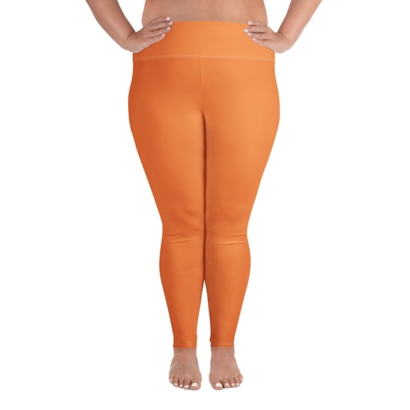 Flamenco, Orange Plus Size Leggings, Orange Leggings for Plus Size, Big Size Orange Leggings, Orange Leggings for Big Women