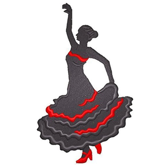 Flamenco Silhouette Right Posture Embroidered Iron on/Sew patch [5.3" X 3.24"]