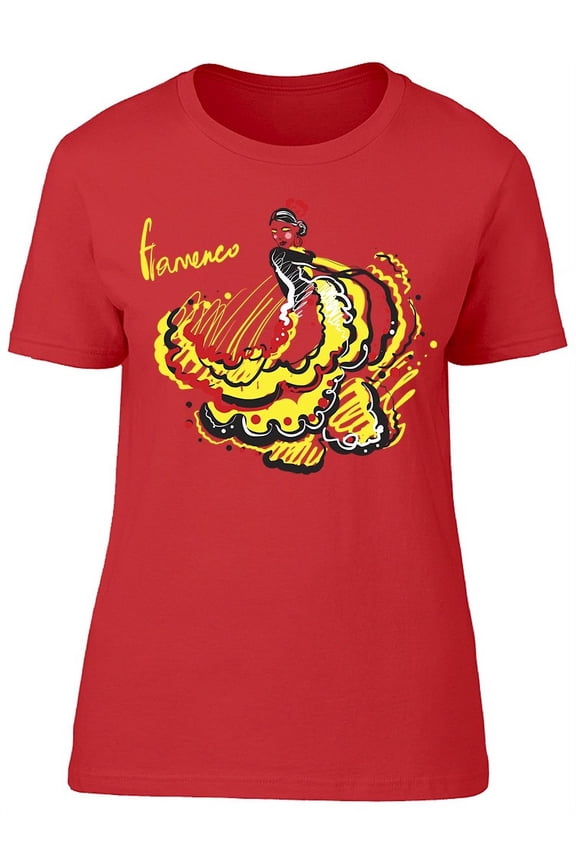 Flamenco Yellow Dress Dancer T-Shirt Women -Image by Shutterstock, Female Medium