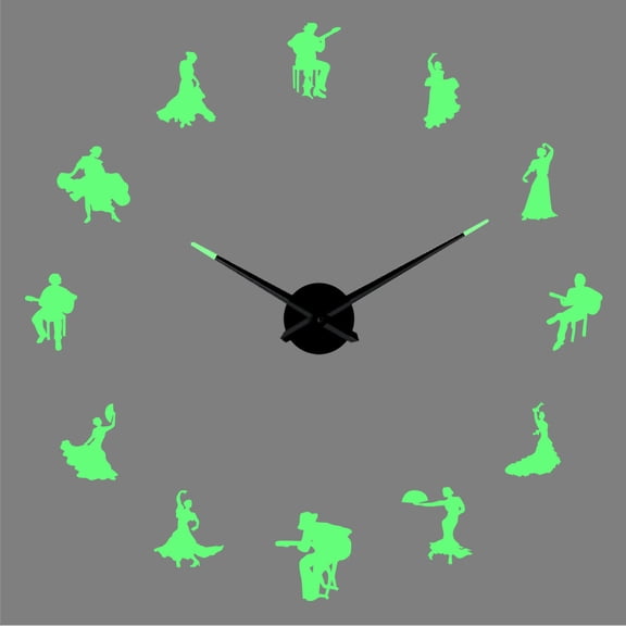 Flamenco dancer silhouette DIY creative Different Luminous Frameless Wall Clock Home Dance Decor Modern gifts - 47 inch