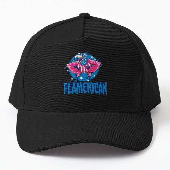 Flamerican Flamingo Baseball Cap, US Flag Fourth of July Bird Graphic Design, Classic Hat