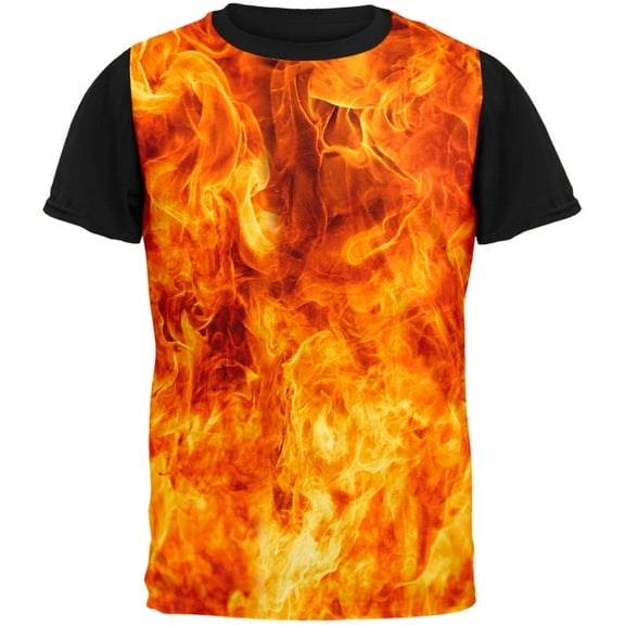 Flames Adult Black Back T-Shirt - Medium