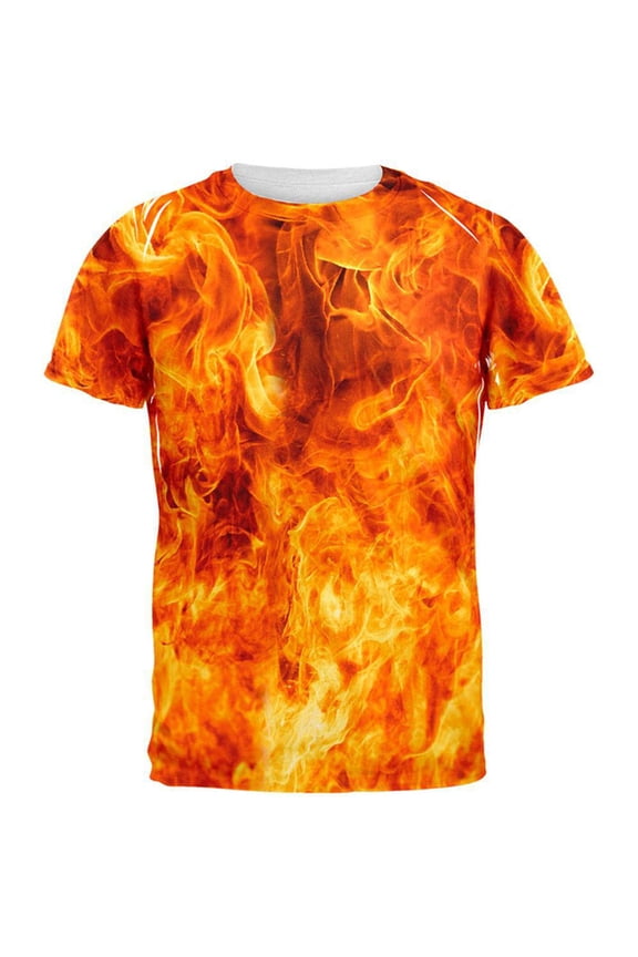Flames All Over Adult T-Shirt - Medium
