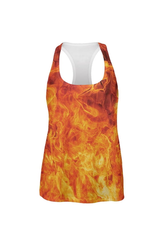 Flames All Over Womens Racerback Tank Top - Large