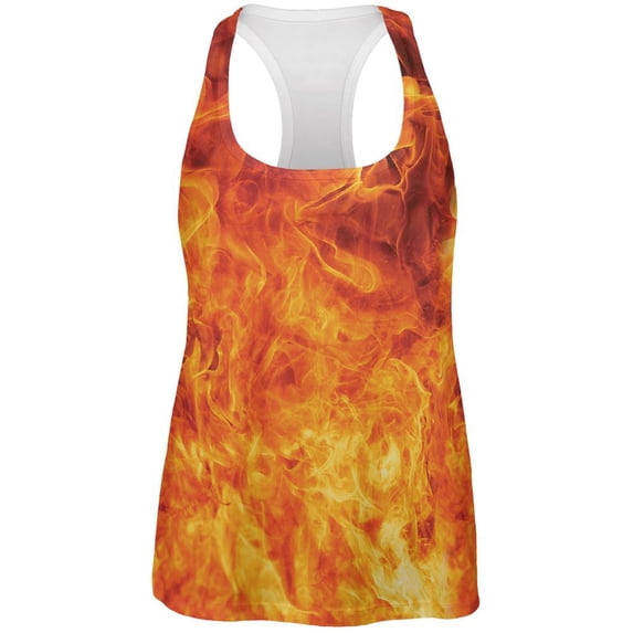 Flames All Over Womens Racerback Tank Top - Small