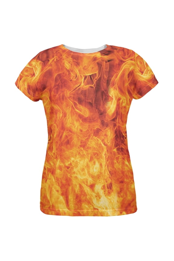 Flames All Over Womens T-Shirt - Large
