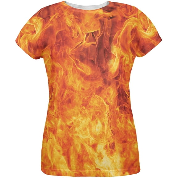 Flames All Over Womens T-Shirt - Large