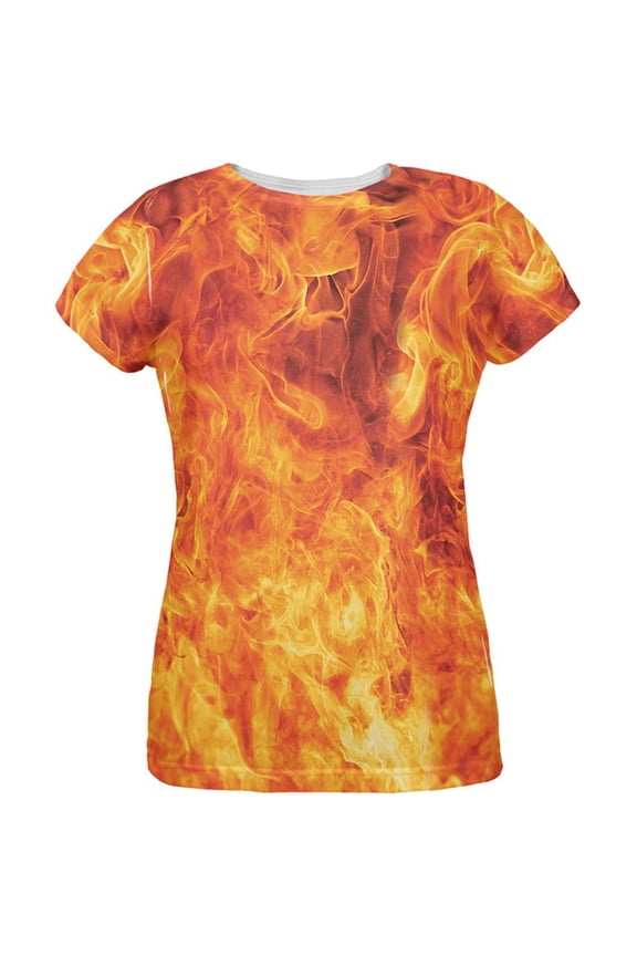 Flames All Over Womens T-Shirt - X-Large