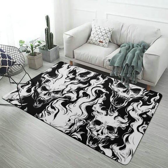 Flames Engulf Screaming Skulls Carpet Style Living Room Bedroom Soft Comfy Rug Modern 3d Entry Mats Household