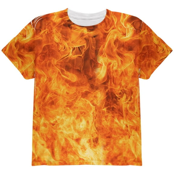 Flames Fire Costume Halloween All Over Youth T Shirt Multi YSM