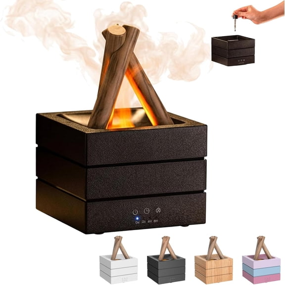 Flames Humidifier Essential Oil Diffuser, Aromatherapy Diffusers with 7 Colors Light & Remote, 280ml Bonfire Flame Humidifier Diffusers for Bedroom,Office,Home, Auto Shut-Off, Night Light