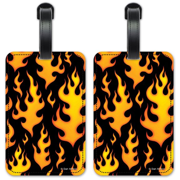 Flames - Image by Dan Morris - Luggage ID Tags / Suitcase Identification Cards - Set of 2
