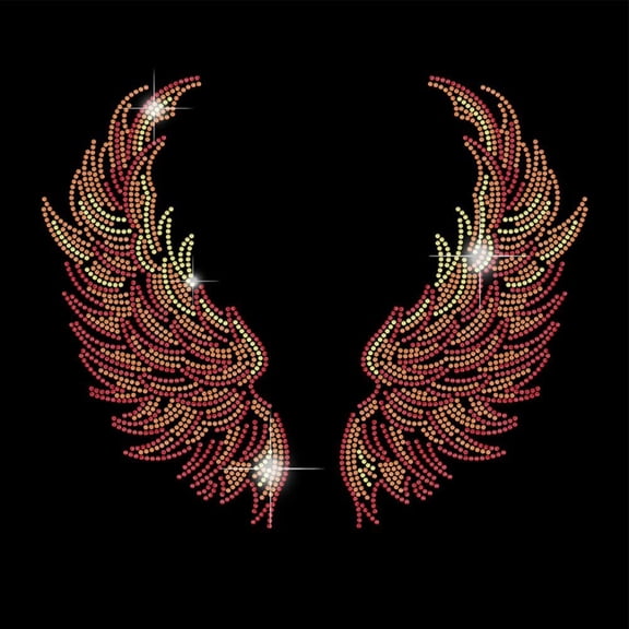 Flames Iron on Rhinestones Fire Angel Wings Heat Transfer Decor Clear Bling DIY Patch Clothing Repair Hot Fix Applique