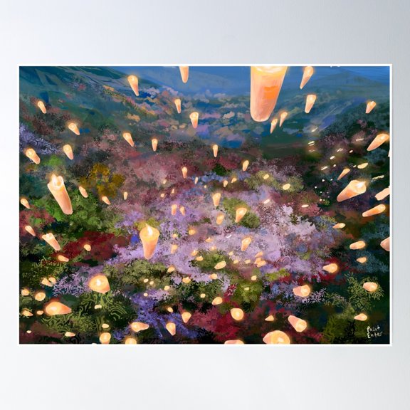Flames Of The Flower Forest Poster Wall Art, Modern Wall Decor, 12x18 UNFRAMED