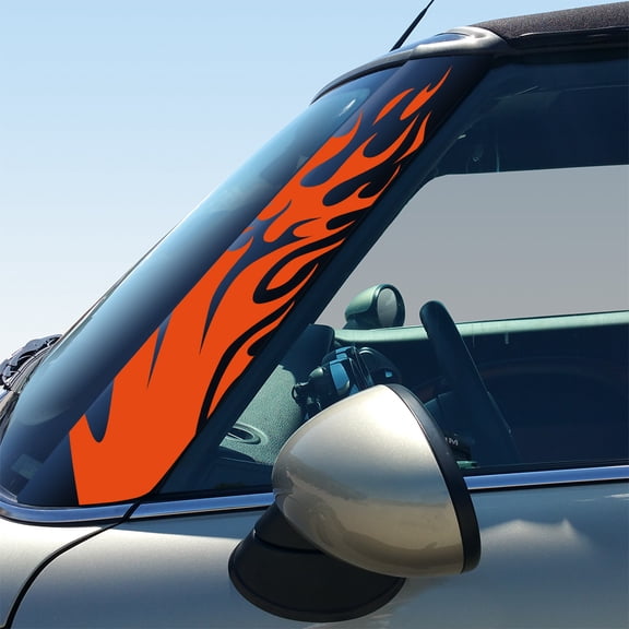 Flames Pillar Vinyl Decals for 2nd Gen MINI Cooper R55 R56 R57 - Set of 2 - Choose Color - [ORANGE]