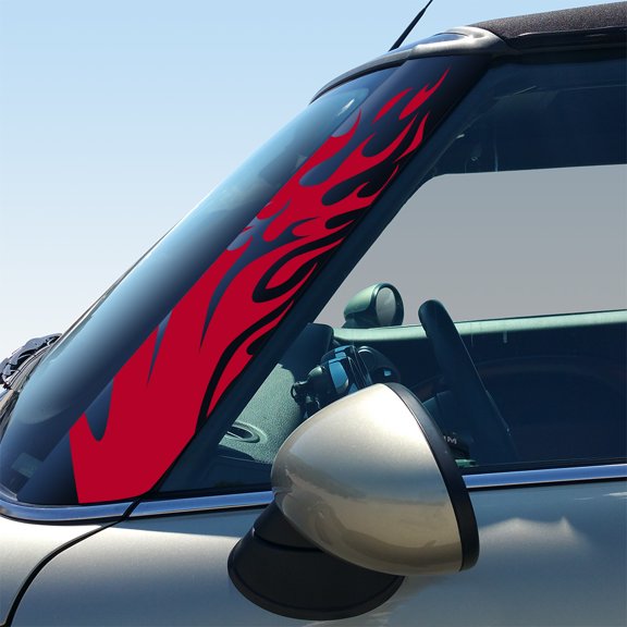Flames Pillar Vinyl Decals for 2nd Gen MINI Cooper R55 R56 R57 - Set of 2 - Choose Color - [RED]