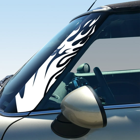 Flames Pillar Vinyl Decals for 2nd Gen MINI Cooper R55 R56 R57 - Set of 2 - Choose Color - [WHITE]