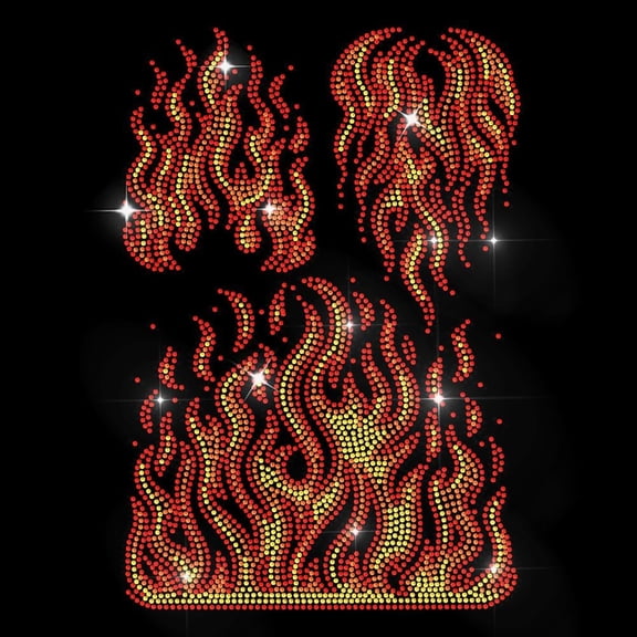 Flames Rhinestone Iron on Hotfix Rhinestone Blazing Flames Transfer Applique Burning Fire Heat Transfer Decal Bling Patch Clothing Repair Applique for T-Shirts Bag Shoes Hat DIY Decor