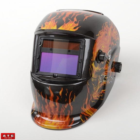 Flames Solar Powered Power Auto Dark Darkening Welding Helmet Welder's Hood