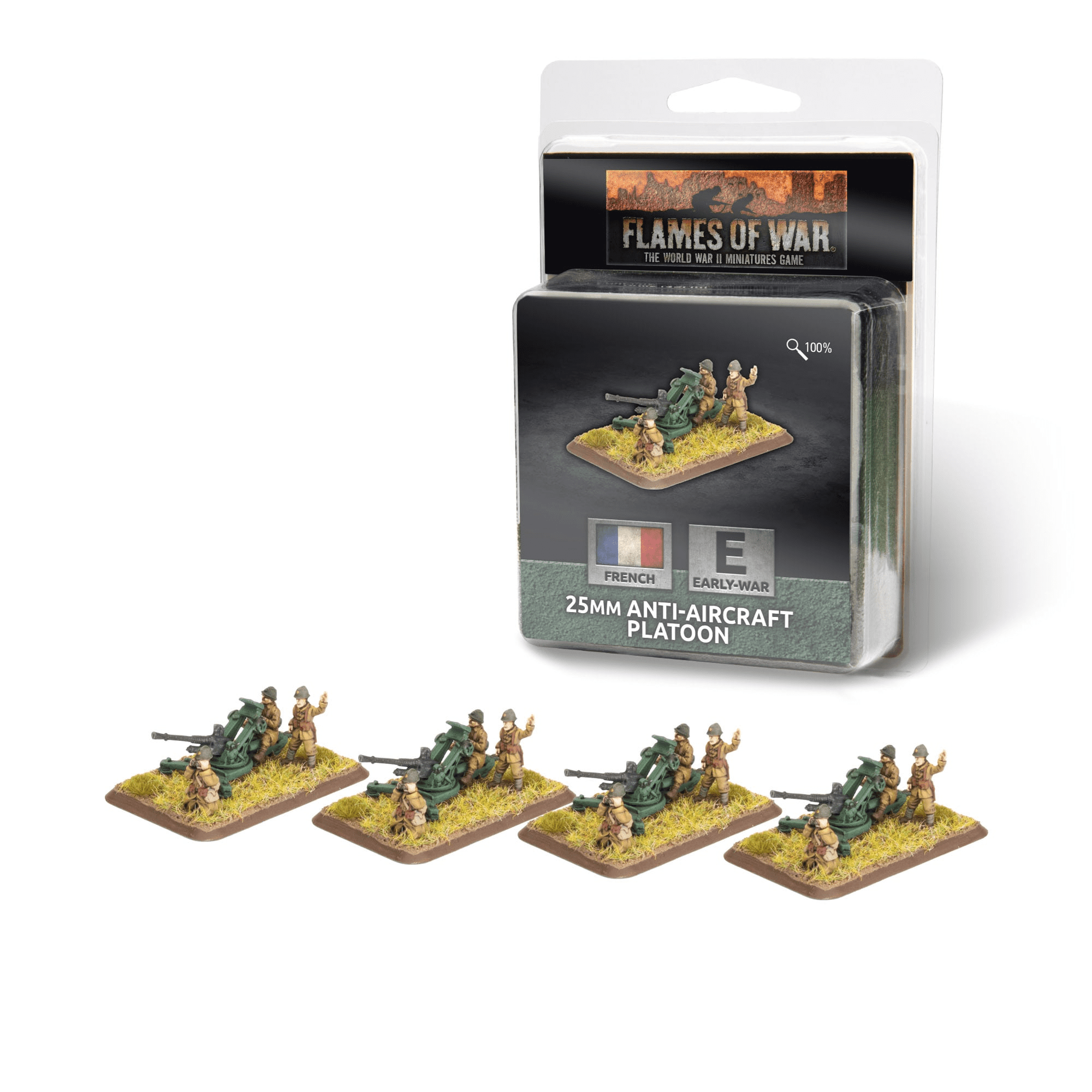 Flames of War: French: 25mm AA Platoon (x4 Guns)