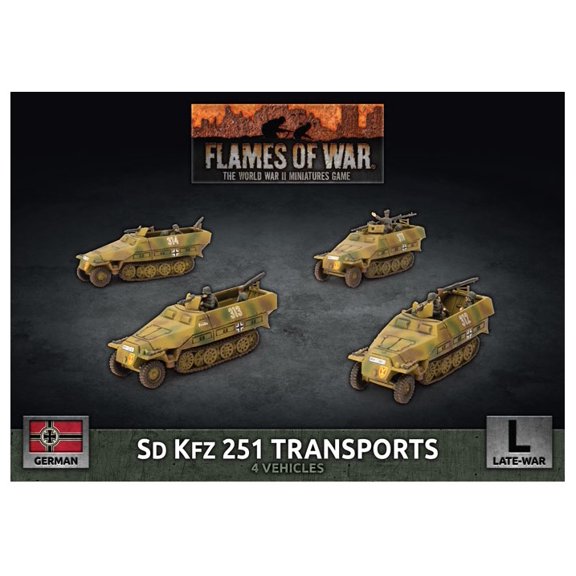 Flames of War Late War German SdKfz 251 Transports 4X Plastic Halftracks GBX152