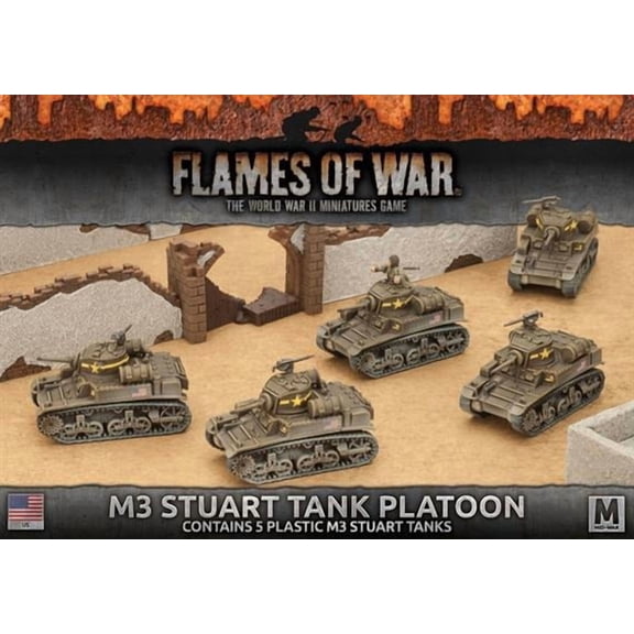 Battlefront Miniatures Flames of War US M3 Stuart Tank Platoon FOW UBX56
