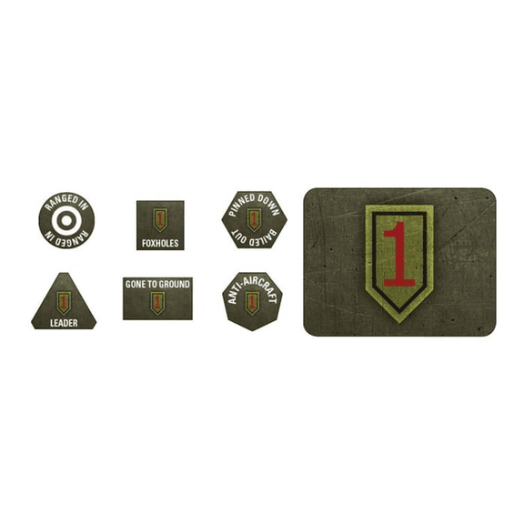 Flames of War US 1st Infantry Division Tokens Objectives Set 15mm