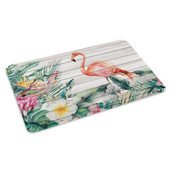 Flaming Bird Doormat Summer Monstera Bird of Paradise Board Non Slip Low Profile Rubber Door Mat Washable Absorbent Indoor Front Door Mat Entryway Rug Entrance Carpet 16x24 Inch