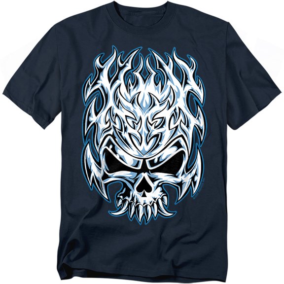 Flaming Chrome Skull T-Shirt Unisex Graphic Tee For Men & Women