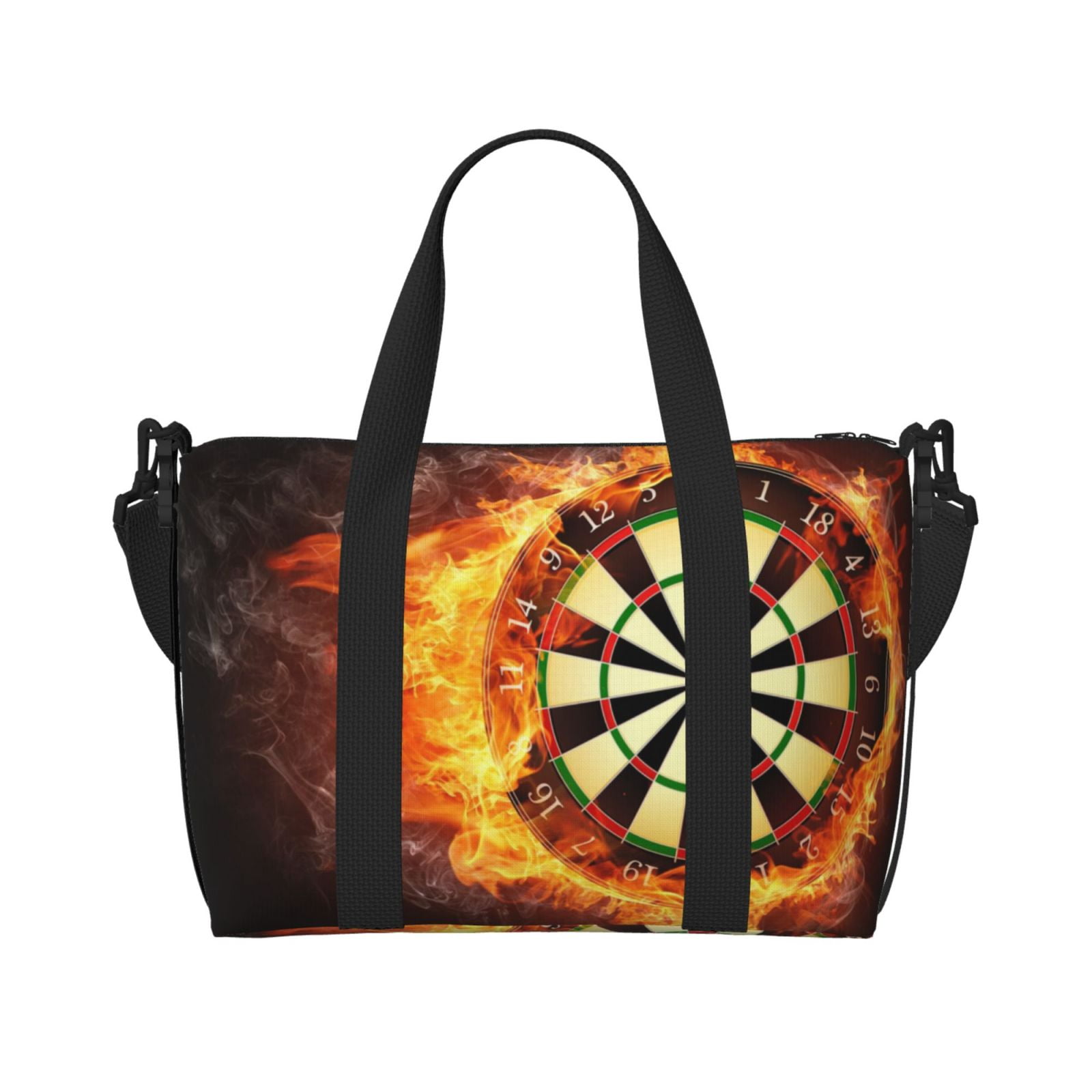 Flaming Dartboard Fire Dart Board 3D, Large Beach Bag Shoulder Bag