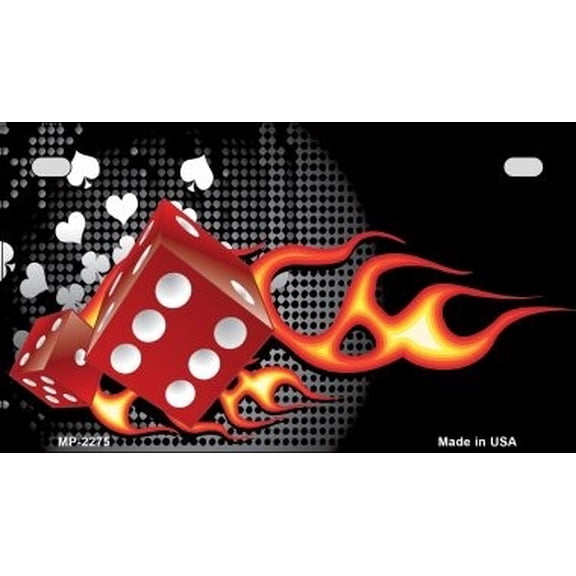 Flaming Dice Motorcycle License Plate MP-2275