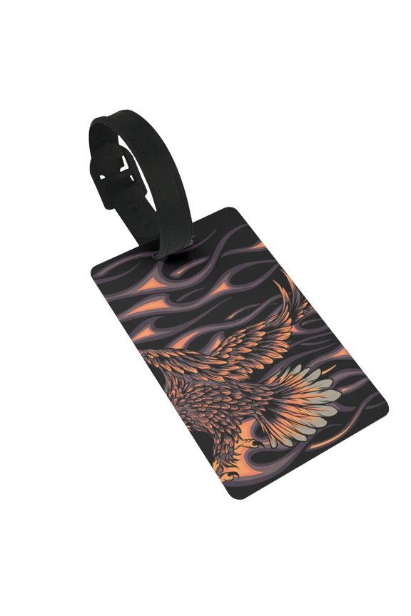 Flaming Eagle Fire Luggage Tags Suitcases ID Baggage Identifier Card Name Tag for Travel Backpacks Gym Bags