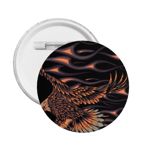 Flaming Eagle Fire Round Button Pin Badge 5PCS Pinback Buttons Lapel Pin for Jacket, Backpack, Hat, Party Favor, Gift