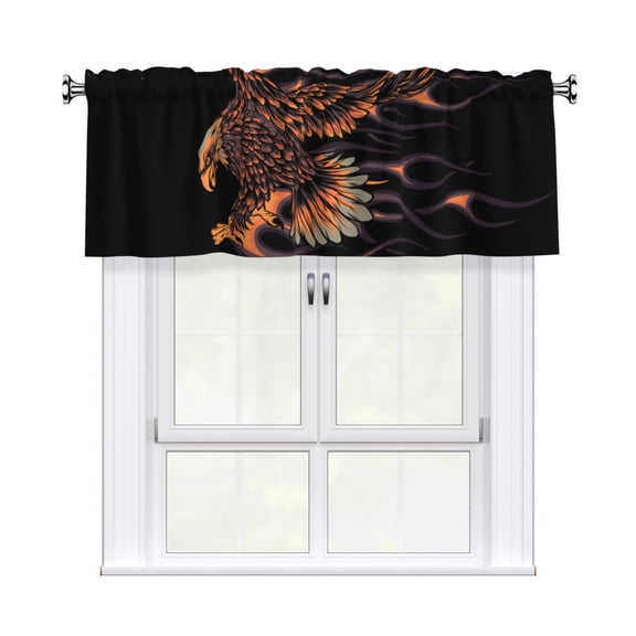 Flaming Eagle Fire Window Valances Rod Pocket Decorative Curtain Valance for Bathroom Bedroom Living Room 54 x 18 in, 1 Panel