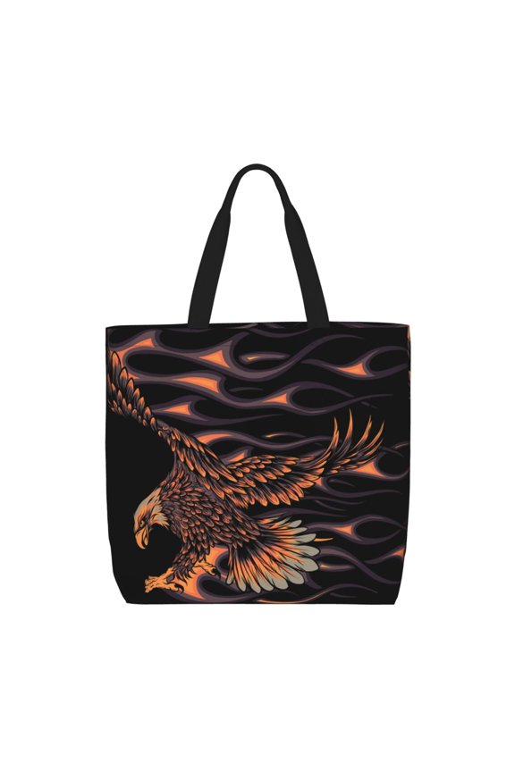 Flaming Eagle Fire Zippered Tote Bag Large Capacity Shoulder Handbag for Shopping, Work, Travel