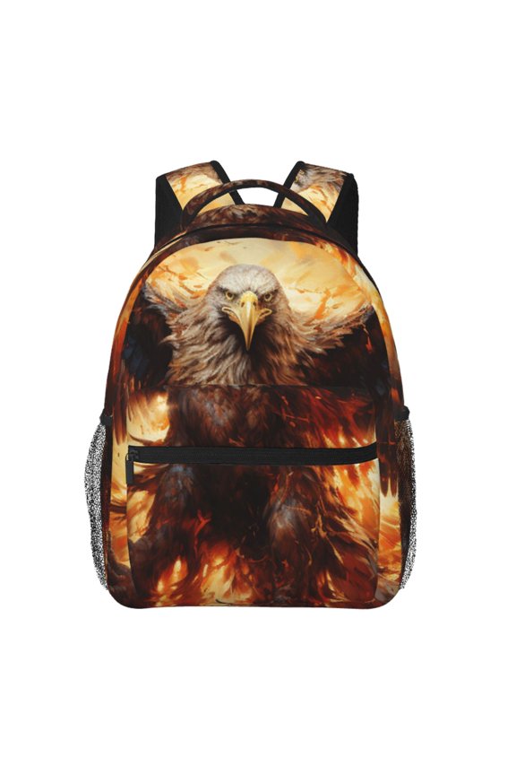 Flaming Fire Eagle Art Laptop Backpack Travel Rucksack for Teens Adults, Fits 15-inch Notebook