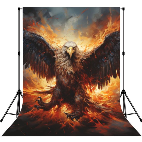 Flaming Fire Eagle Art Photography Backdrop 5x7Ft Background for Photo Studio Video Recording Birthday Party Wedding Home Decor
