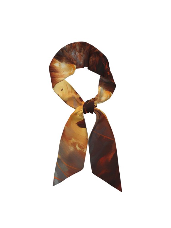 Flaming Fire Eagle Art Satin Scarf Silky Neck Hair Scarf Shawl Wrap, Headband Handbag Accessory
