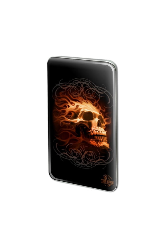 Flaming Fire Skull Design Metal Rectangle Lapel Hat Pin Tie Tack Pinback