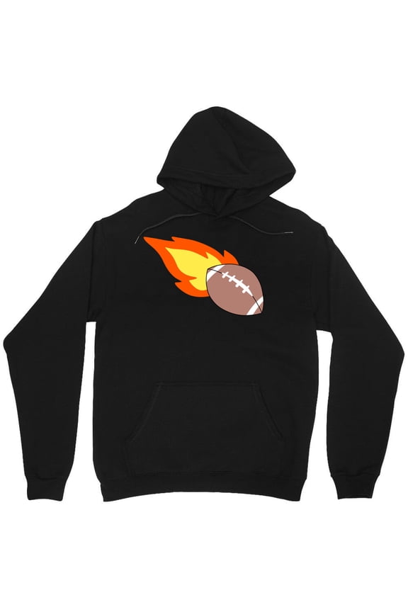 Flaming Football Graphic Sports Fan Tailgate Game Day Novelty Gift M272 Unisex Hoodie, Up to Size 5XL