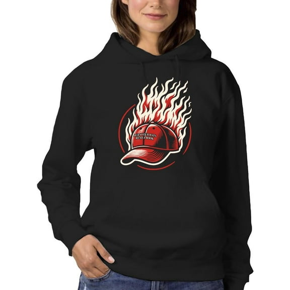 Flaming Hat Design Hoodie Women's