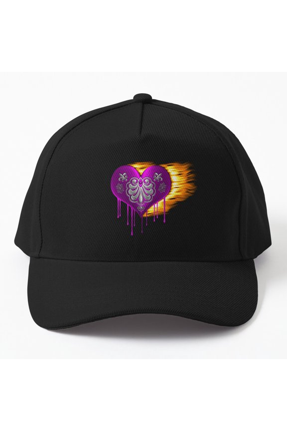 Flaming Heart Baseball Hat, Fiery Love Symbol Graphic Design, Classic Everyday Casual Cap