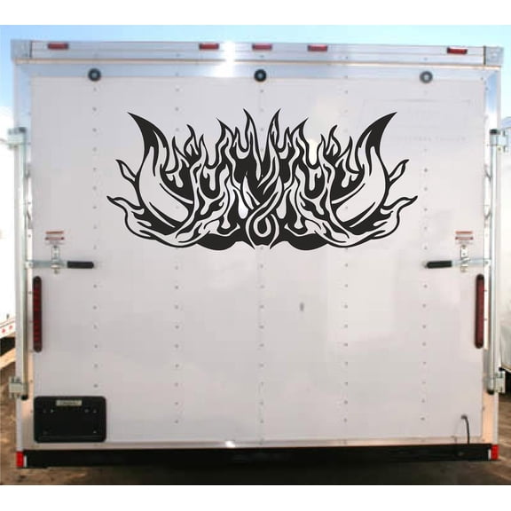 Flaming Horns Racing Trailer Decal Vinyl Decal Custom Text Trailer Sticker
