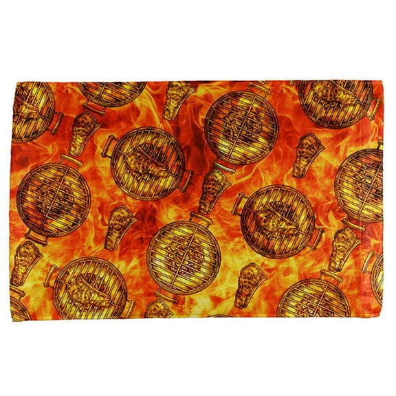 Flaming Hot Charcoal Grilled Steak Pattern All Over Hand Towel