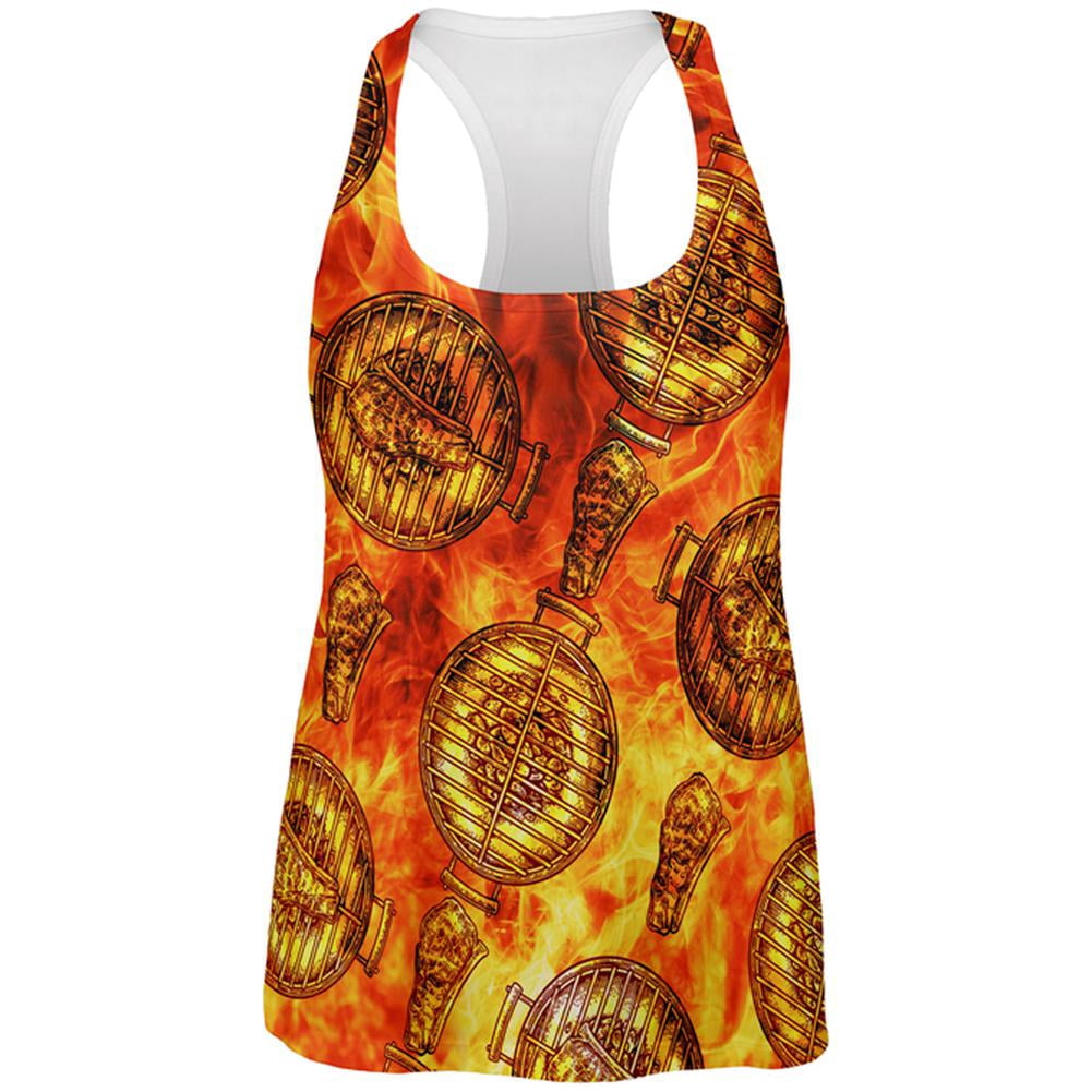 Flaming Mult Flaming Hot Charcoal Grilled Steak Pattern All Over Womens Work Out ...