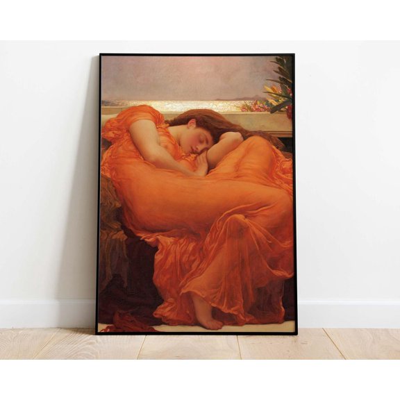 Flaming June Poster, Classical Sleeping Woman Wall Art