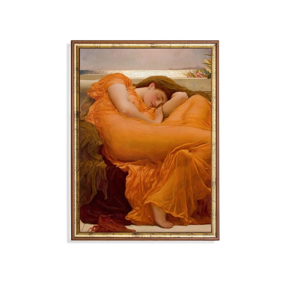 Flaming June Poster Pre-Raphaelite Woman In Orange Gown Home Decor, 12x18 UNFRAMED