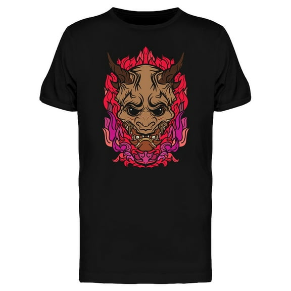Flaming Kabuki Demon Graphic T-Shirt Men -Image by Shutterstock, Male 3X-Large