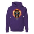 thumbnail image 1 of Flaming Laughing Fierce Clown | Mens Cars and Trucks Hooded Sweatshirt Graphic Hoodie, Purple, X-Large, 1 of 3