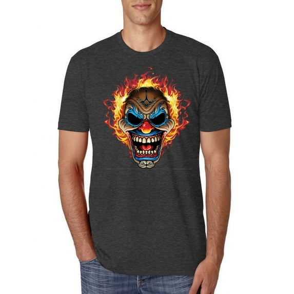 Flaming Laughing Fierce Clown | Mens Cars and Trucks Premium Tri Blend T-Shirt, Vintage Black, Medium